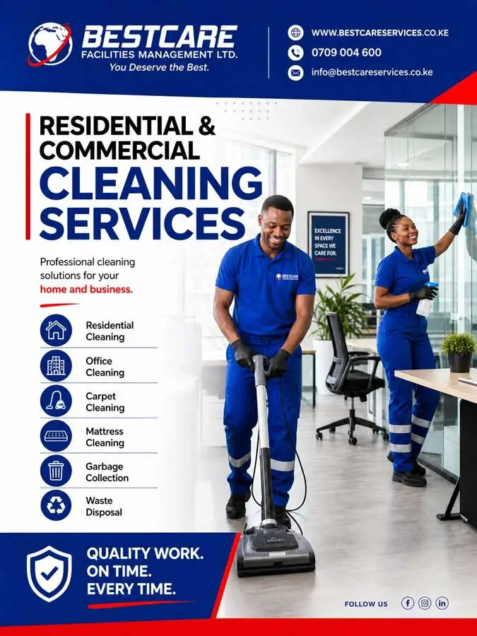 Bestcare cleaner disinfecting a surface during a professional cleaning visit in Nairobi